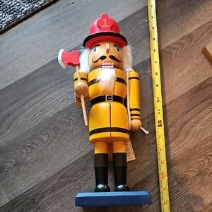 Firefighter Nutcracker Toy - Yellow and Red